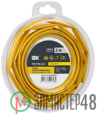 Трубка термоусадочная ТТУ нг-LS 4/2 желт. (уп.2м) IEK UDR12-004-002-002-K05-T
