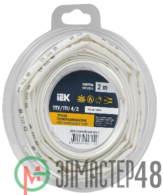 Трубка термоусадочная ТТУ нг-LS 4/2 бел. (уп.2м) IEK UDR12-004-002-002-K01-T