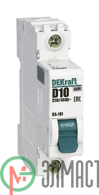 Выключатель автоматический модульный 1п D 10А 4.5кА ВА-101 DEKraft 11101DEK