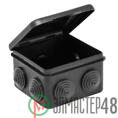 Коробка распределительная ОП 80х80х50мм (откид. крышка)УХЛ1 IP54 черн. Рувинил 67040МЧ