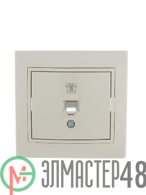 Розетка телефонная 1-м СП Мира RJ11 крем/крем. Lezard 701-0303-137