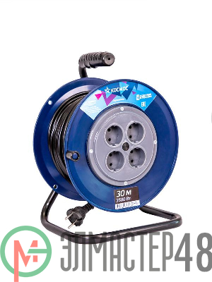 Удлинитель на катушке 4х30м 16А ПВС 2х1.5 Космос YKKsm30m-4g(16A)