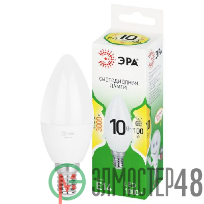 Лампа светодиодная GREEN LINE B35-10W-830-E14 GL 10Вт свеча 3000К свет тепл. E14 Эра Б0067108