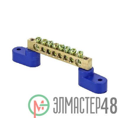 Шина нулевая N 8х12 8 отвер. латунь 2 син. угловых изолятора PROxima EKF sn0-125-08-2