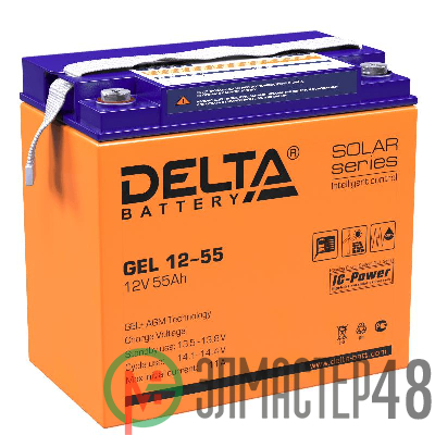 Аккумулятор GEL 12В 55А.ч Delta GEL 12-55
