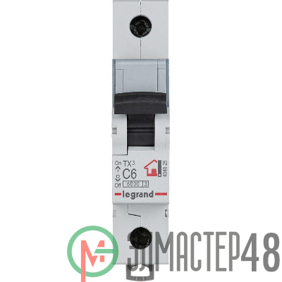 Выключатель автоматический модульный 1п C 6А 6кА TX3 6000 1мод. 230/400В Leg 404025