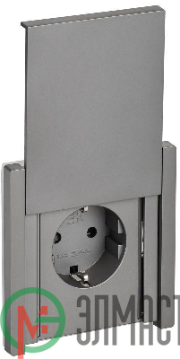 Розетка СП FORTE&PIANO16А IP44 FP519 с заземл. защ. шторки с крышкой безвинт. крепл. сталь IEK FP-R16-16-1-44-K46