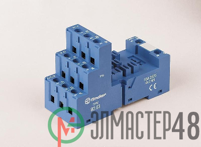 Розетка с винт. клеммами для реле 62.32 62.33 металл. клипса 092.7 FINDER 9203SMA