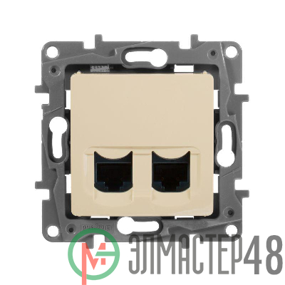 Розетка компьютерная 2-м СП Etika RJ45 кат.5E UTP механизм сл. кость Leg 672355