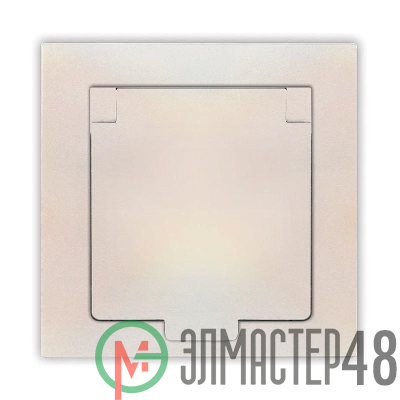 Розетка 1-м СП Афина 16А IP20 с заземл. с крышкой в сборе жемчуж. Universal A0029-OBr