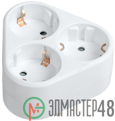 Тройник Т-01/03 3 места 2P+PE 16А треугольный бел. IEK WTP10-16-03-Z-K01