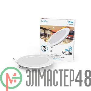 Светильник светодиодный Slim 170х22 15Вт 6500К 1250лм IP20 180-265В круг монтаж. отв. d155 Gauss 939111315