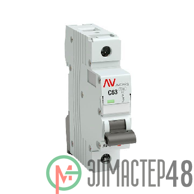 Выключатель автоматический модульный 1п C 63А 6кА AV-6 AVERES EKF mcb6-1-63C-av
