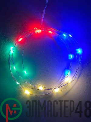 Гирлянда светодиодная "Нить" 2м 20LED АА IP20 мультиколор ЭРА Б0041983