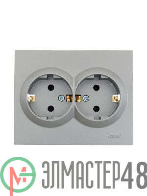 Розетка 2-м СП VESNA с заземл. со шторками ПБТ платина LEZARD 742-3500-178B