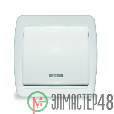 Выключатель 1-кл. ОП Клио с подсветкой 10А IP44 бел. UNIVersal К2225