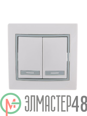 Выключатель 2-кл. СП Мира 10А IP20 бел./сер. LEZARD 701-0215-101
