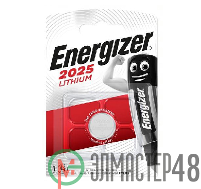 Элемент питания литиевый ENR Lithium CR 2025 FSB1 (блист.1шт) Energizer E301021602