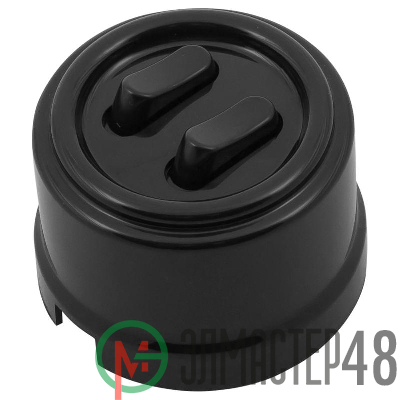 Выключатель 2-кл. ретро ABS-пластик черн. Bironi B1-222-23