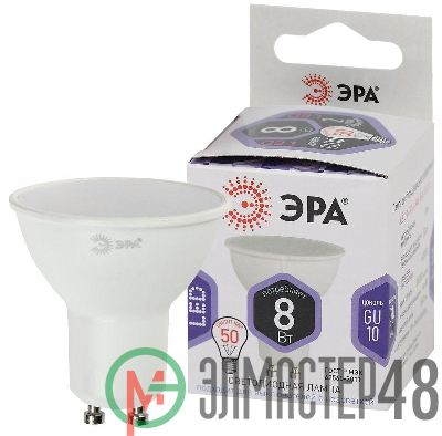 Лампа светодиодная LED MR16-8W-860-GU10 MR16 8Вт софит GU10 холод. бел. ЭРА Б0049072