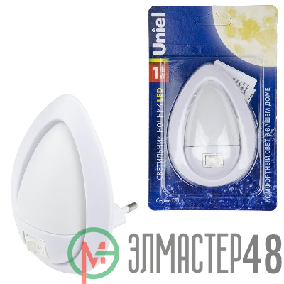 Светильник-ночник DTL-314 Огонек/White механ. выкл. бел. Uniel UL-00007047