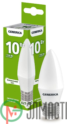 Лампа светодиодная C35 10Вт свеча 4000К E27 230В GENERICA LL-C35-10-230-40-E27-G