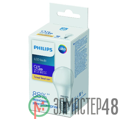 Лампа светодиодная Ecohome LED Bulb 9W E27 3000К 1PF Philips 929002299267