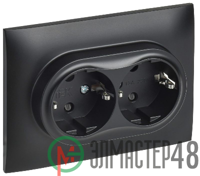 Розетка 2-м SKANDY 16А с заземл. защ. штроки в сборе SK-R07Bl черн. IEK SK-R24-16-K02-F