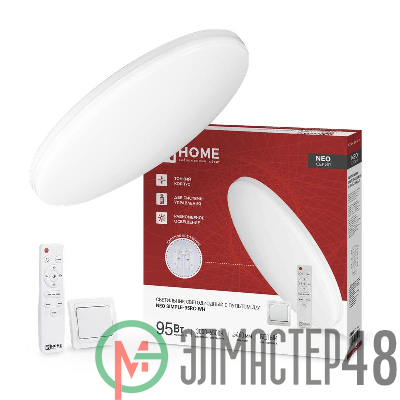 Светильник светодиодный NEO SIMPLE-95RC-WH 95Вт 3000-6500К 7600лм 230В 460х67мм с пультом ДУ бел. IN HOME 4690612060897