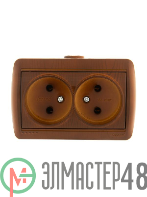 Розетка 2-м ОП Nata 16А IP20 без заземл. керамика сосна LEZARD 710-0800-128