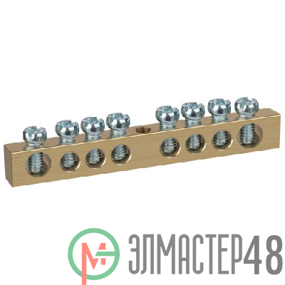 Шина NO-122-14 PEN "земля-ноль" 6х9мм 8/1 с креплениями по центру латунь ЭРА Б0047228