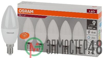 Лампа светодиодная LED Value LVCLB60 7SW/865 230В E14 2х5 RU (уп.5шт) OSRAM 4058075577985