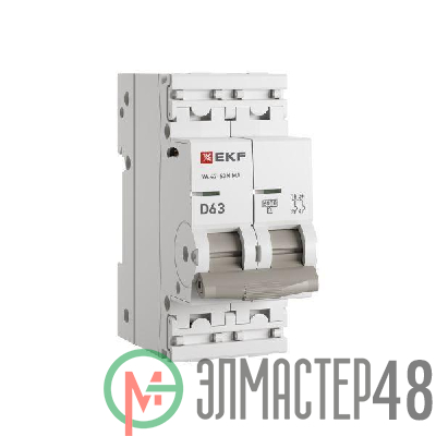 Выключатель автоматический 2п D 63А 6кА ВА 47-63N MA без теплового расцеп. PROxima EKF M63MA6263D