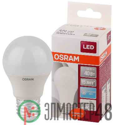 Лампа светодиодная LED STAR CLASSIC A 40 5.5W/840 5.5Вт грушевидная 4000К нейтр. бел. E27 470лм 220-240В матов. пласт. OSRAM 4058075086616