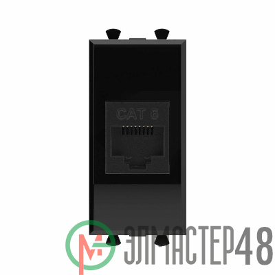 Розетка компьютерная 1мод. Avanti "Черный квадрат" RJ45 кат.6 без шторок модульная механизм DKC 4402691