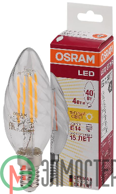 Лампа светодиодная филаментная LED STAR CLASSIC BW 40 4W/827 230V FIL FS1 E14 OSRAM 4058075055391