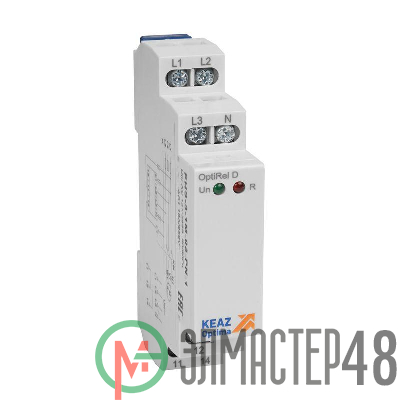 Реле контроля фаз OptiRel D PHS-3-1M-03-PN-2 чередования обрыва фаз 3Ф+N 2СО КЭАЗ 331993