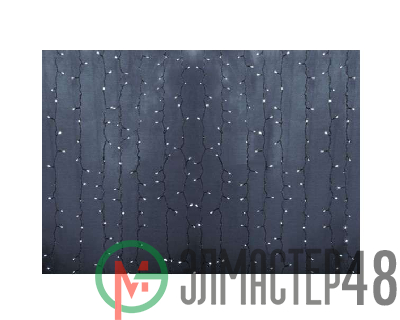 Гирлянда Дождь "ПЛЕЙ-ЛАЙТ" 2х1.5м 360LED 23Вт IP44 230В бел.; фиксинг силик. провод NEON-NIGHT 235-305