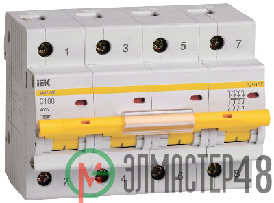Выключатель автоматический модульный 4п C 100А 10кА ВА47-100 ИЭК MVA40-4-100-C
