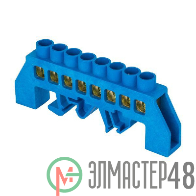 Шина нулевая N 8х12 8 отверстий синий нейлоновый корпус комбинированный латунь розн. стикер PROxima EKF sn0-125-8-dn-r