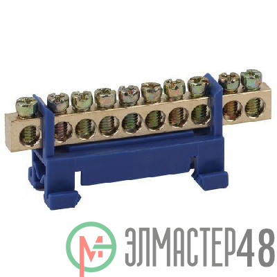 Шина N "ноль" в изоляторе типа стойка ШНИ 6х9-10-Д син. NO-222-77-1 ЭРА Б0044125