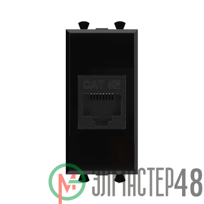 Розетка компьютерная 1мод. Avanti "Черный квадрат" RJ45 кат.5E без шторок модульная механизм DKC 4402661