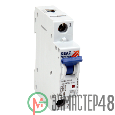 Выключатель автоматический модульный 1п C 16А 6кА OptiDin BM63-1C16-УХЛ3 КЭАЗ 260503