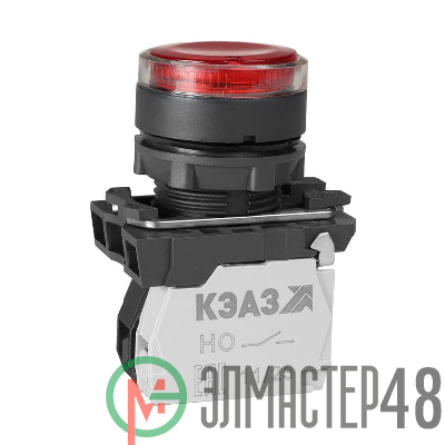 Кнопка КМЕ4610мЛ-24В-красный-1но+0нз-цилиндр-индикатор-IP65 КЭАЗ 285874