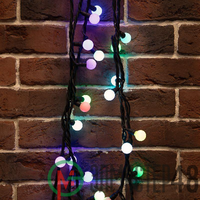 Гирлянда светодиодная "Мультишарики" 10м d17.5мм 80LED RGB 5Вт IP65 провод черн. каучук Neon-Night 303-679