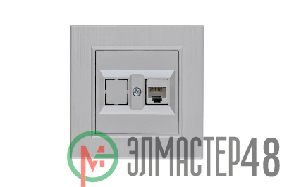 Розетка компьютерная CAT 5+гнездо Karea LINE STAR жемчуж. Makel 86100035