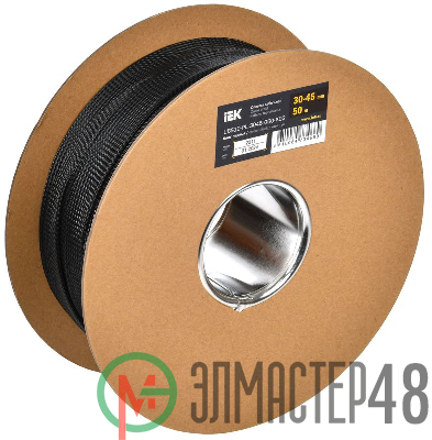 Оплетка кабельная 30-45мм полиэстер (уп.50м) черн. IEK UBS10-PL-3045-050-K02