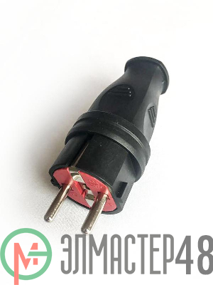 Вилка прямая 16А IP44 черн. КОСМОС VKsm-Z-IP(B)16A