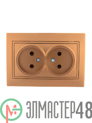 Розетка 2-м СП Мира 16А IP20 без заземл. керам. метал. зол. LEZARD 701-1313-128