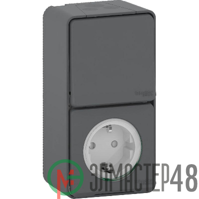 Блок розетка+переключатель ОП Mureva IP55 антрацит SchE MUR36024